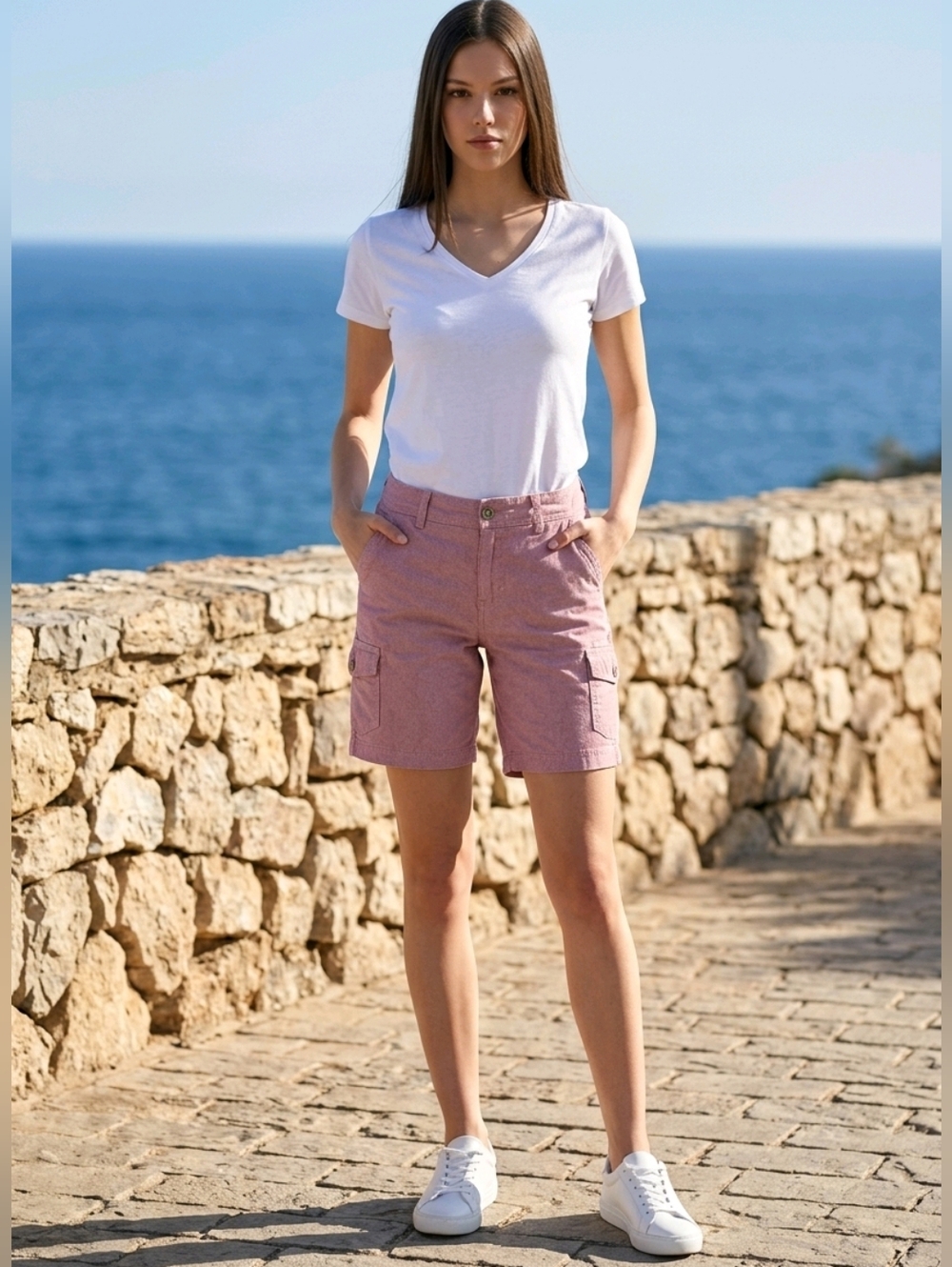 Eddie Bauer Women's Pink Cargo Shorts - Casual Summer Utility Style